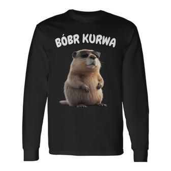 Polish Beaver Saying Bober Kurwa Yes Pierdole Bobr Langarmshirts - Geschenkecke