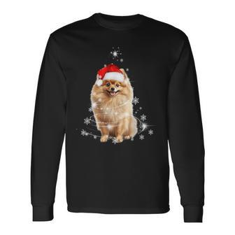 Pomeranian Christmas Tree Santa Hat Lights Jumper Langarmshirts - Geschenkecke