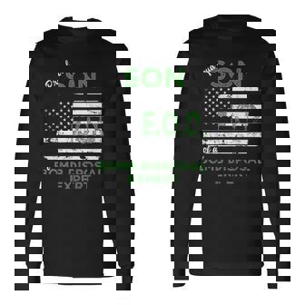 Proud Son Bomb Disposal Expert EOD Distressed American Flag Long Sleeve T-Shirt - Monsterry