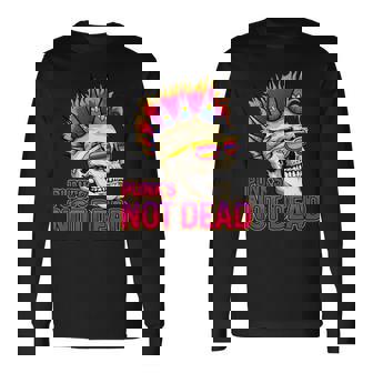 Punk's Not Dead Rock Retro Rocker Skull Punk Rock Sin Mangas Camiseta de manga larga - Regaloses