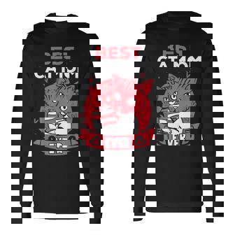 Quote Distressed Vintage Best Cat Mom Ever Portal Cat Long Sleeve T-Shirt - Monsterry