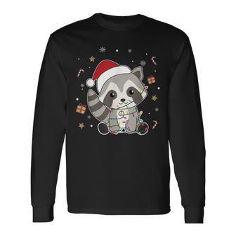 Raccoon Christmas Animals Fairy Lights Raccoon Langarmshirts - Geschenkecke