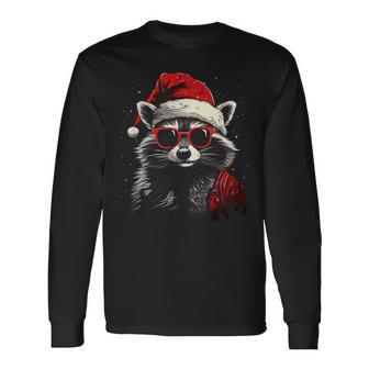 Raccoon With Christmas Hat Christmas Langarmshirts - Geschenkecke