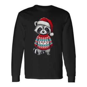 Raccoon Ugly Sweater Santa Hat Christmas Langarmshirts - Geschenkecke