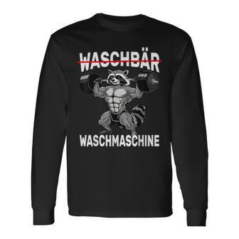 Raccoon Washing Machine Bodybuilding Fitness Gym Langarmshirts - Geschenkecke