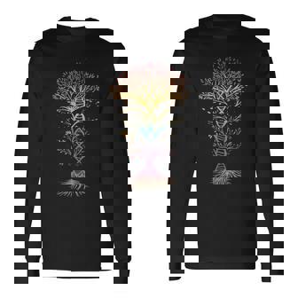 Rainbow DNA Tree Plant Genealogy Student Lover Long Sleeve T-Shirt - Monsterry