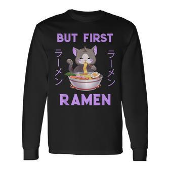 Ramen Cat Japanese Kawaii Anime Purple Style Langarmshirts - Geschenkecke