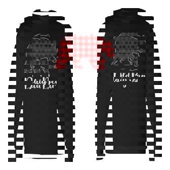Red Plaid Bear Christmas Pajama Daddy Matching Family Dad Long Sleeve T-Shirt - Monsterry