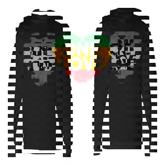 Reggae Heart One Love Rasta Reggae Music Rastafarian Jamaica Long Sleeve T-Shirt | Mazezy