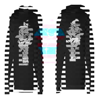 Resist Fist Transgender Flag Trans Pride Long Sleeve T-Shirt - Monsterry