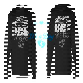 Retro Family Proud New Uncle It's A Boy Gender Reveal Long Sleeve T-Shirt - Monsterry