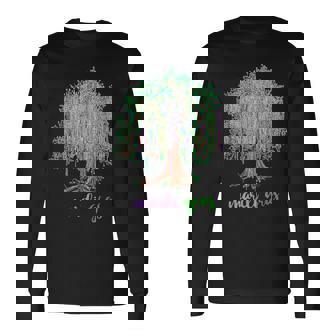 Retro Mardi Gras Beads Tree Mardi Gras Day Long Sleeve T-Shirt | Mazezy