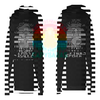 Retro Se Distrae Fácilmente Con Los Capibaras Capibara Camiseta de manga larga - Regaloses