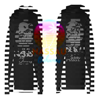Retro Sunset Nassau Bahamas Beach Trip Vacation Summer Group Long Sleeve T-Shirt - Thegiftio UK