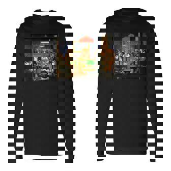 Retro Vintage Dogs Playing Cards Poker Gambling Long Sleeve T-Shirt - Monsterry