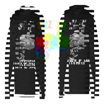 Rizz Em With The Tism Funny Autistic Chameleon Lizard Meme Long Sleeve T-Shirt - Monsterry
