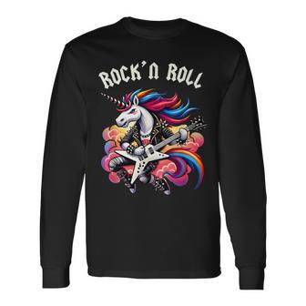 Rock'n Roll-Einhorn Rockstar-Einhorn Punk-Goth-Band Lustig Langarmshirts - Geschenkecke