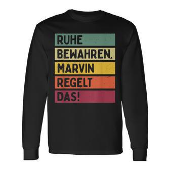 Ruhe Bewahren Marvin Regelt Das Spruch In Retro Farben Langarmshirts - Geschenkecke