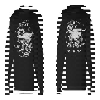 Sacred Gothic Goat With Candles Dark Ritual Goat Pentagram Long Sleeve T-Shirt - Monsterry