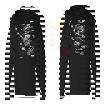 Samurai Cat Japanese Samurai Ninja Cat Camiseta de manga larga - Regaloses