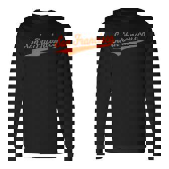 San Francisco Sf Varsity Script Vintage Sports Jersey Style Long Sleeve T-Shirt - Thegiftio
