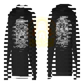 Santa Muerte Holy Death In Prayer Lettering Santa Muerte Camiseta de manga larga - Regaloses