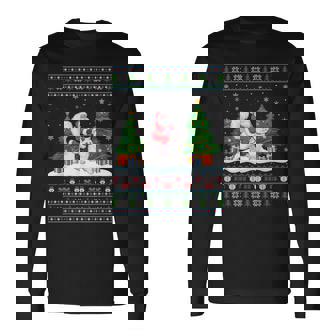 Santa Riding Persian Cat Tree Lights Ugly Christmas Sweater Long Sleeve T-Shirt - Monsterry