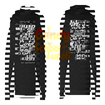 Scary Lunch Lady School Cafeteria Halloween Lunch Lady Long Sleeve T-Shirt - Monsterry