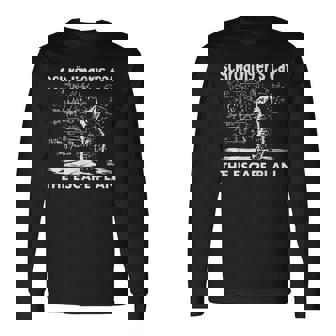 Schrödingers Cat Escape Plan Science Long Sleeve T-Shirt - Thegiftio