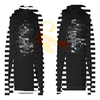 Scorpion Insect Arachnid Cool Fiery Scorpio Graphic Long Sleeve T-Shirt - Monsterry