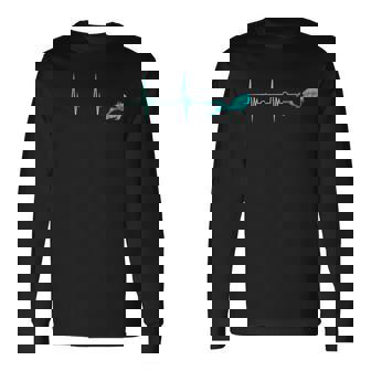 Scuba Diver Heartbeat Deep Diving EKG Pulseline Dive Long Sleeve T-Shirt - Monsterry