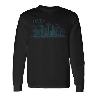 Seattle Skyline Vintage Seattle Washington Long Sleeve T-Shirt - Thegiftio UK