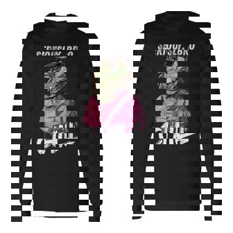 Seriously Bro Chill Lizard Meme For Gamers And Gamers Long Sleeve T-Shirt - Monsterry