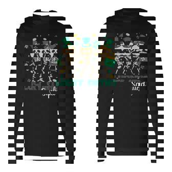 Skeleton Dancing Ortho Squad Orthopedic St Patrick's Day Long Sleeve T-Shirt - Monsterry