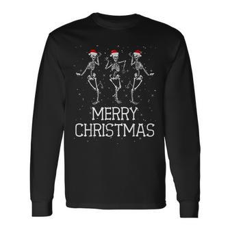 Skeletons Dance With Christmas Hats Merry Christmas Skeleton Langarmshirts - Geschenkecke