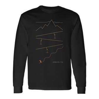 Ski One Line Line Skiing Modern Mountain Ski Top Langarmshirts - Geschenkecke