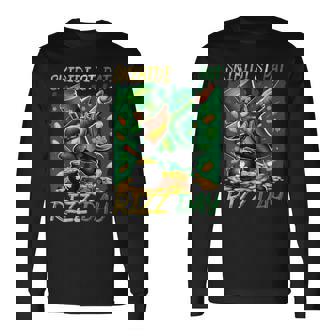 Skibidi St Pat Rizz Day Irish Dabbing Brushstroke Long Sleeve T-Shirt - Thegiftio