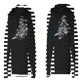 Skull Halloween Skeleton Gun Grim Reaper Sugar Skull Cool Premium Long Sleeve T-Shirt - Monsterry