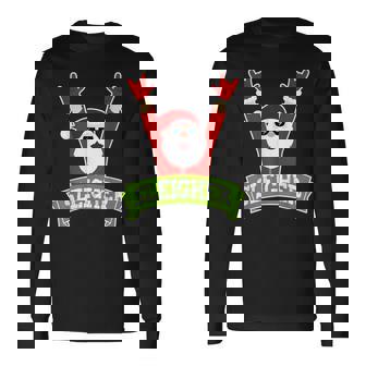 Sleigher Heavy Metal Music Santa Christmas Camiseta de manga larga - Regaloses