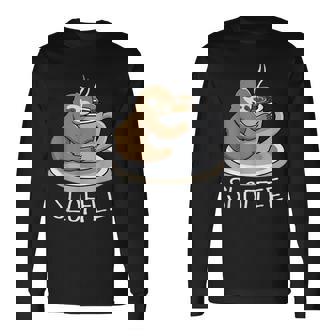 Sloth Sleep At Cup Of Coffee Sloth Sloffee Long Sleeve T-Shirt - Monsterry