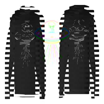 Space Alien Ufo Neon Lights Rave Alien Lovers Mm Camiseta de manga larga - Regaloses