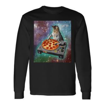 Space Galaxy Universe Cat Pizza Dj Cute Cosmic Langarmshirts - Geschenkecke