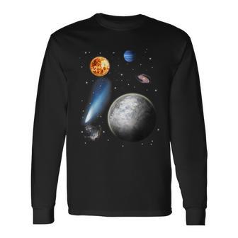 Space Motif Universe Stars Solar System Planets Sun Langarmshirts - Geschenkecke