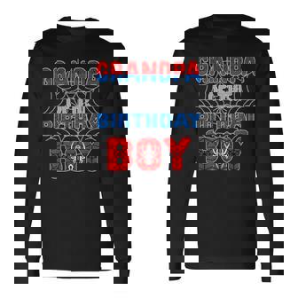 Spider Web Birthday Party Grandpa Of The Birthday Boy Long Sleeve T-Shirt - Monsterry