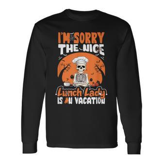Spooky Lunch Lady Cafeteria Worker Halloween Lunch Lady Long Sleeve T-Shirt - Monsterry