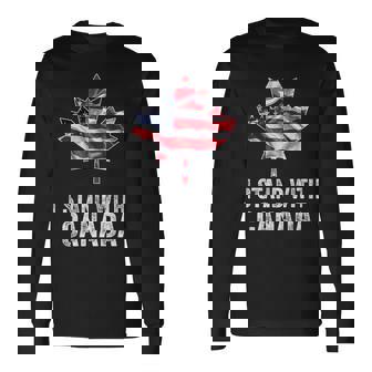 I Stand With Canada America Canadian Usa Flag Long Sleeve T-Shirt | Mazezy