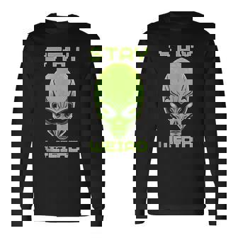 Stay Weird Colorful Alien Head UFO Human Festival Costume Tank Top Long Sleeve T-Shirt - Monsterry