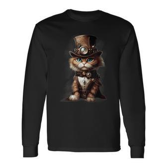 Steam Punk Portrait Cat Kitten Steampunk Sci-Fi Character Langarmshirts - Geschenkecke