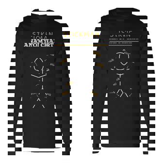 Stick Figures Anatomy Chart Anatomist Stickman Anatomy Long Sleeve T-Shirt - Monsterry