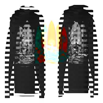 Surfboarder Hawaii Wave Surfing Beach Surfer Long Sleeve T-Shirt - Thegiftio UK